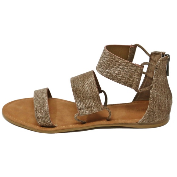 Linen Three Band Gladiator Flat Sandals NIB - Picture 2 of 2